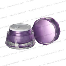 Polygon Shape Acrylic Jar Solid Purple Color 50g Luxury Jar